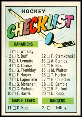 66 Checklist Card